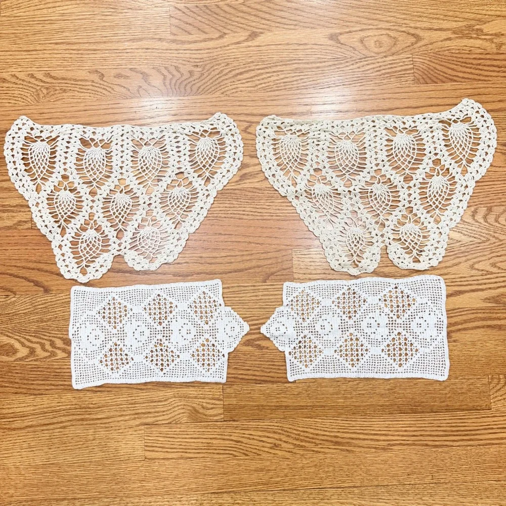 Crochet Doily Lot 24pc White Cream Lace Assorted Shapes Butterfly Floral 1970s